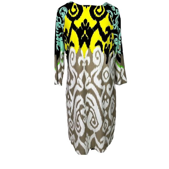 Tibi New York Jasmine Ikat Scroll Print Jersey Shift Dress Womens Size Medium - Picture 1 of 7